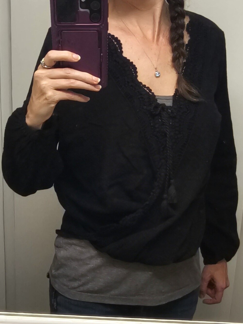 Hollister Lace Trim V-Neck Top
